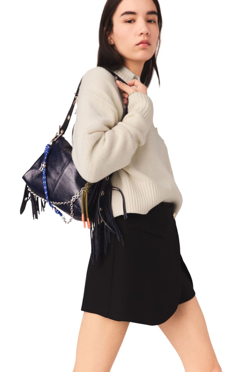 maje Layered-effect suit shorts, Alternate, color, Black