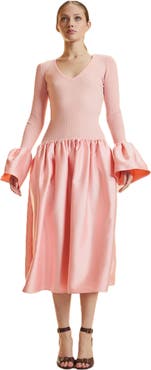 Cynthia Rowley Rib Knit Silk Wool Combo Dress