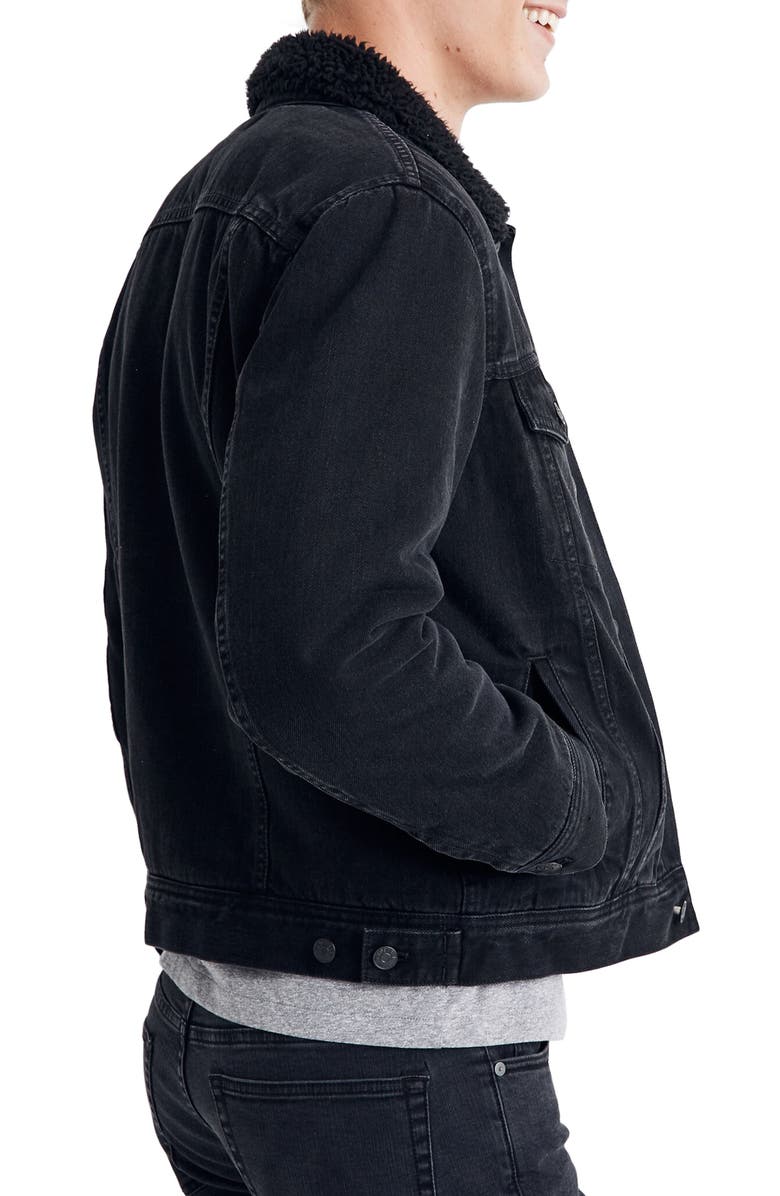 Madewell Faux Shearling Collar Denim Jacket, Alternate, color,