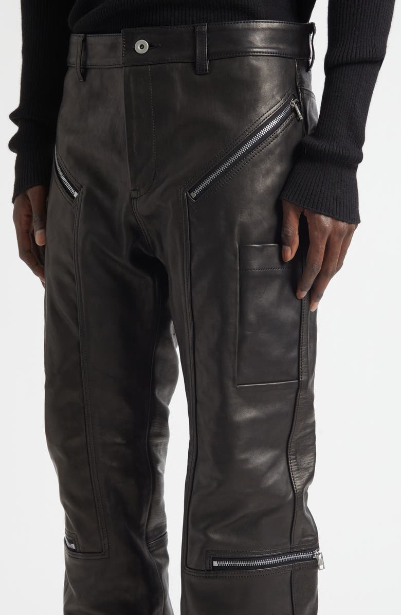 Rick Owens Concordians Headon Leather Jeans, Alternate, color, Black