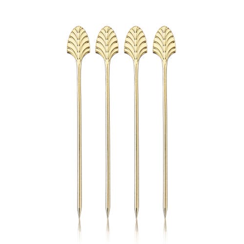 Viski Art Deco Cocktail Picks Set Of 4 In Gold