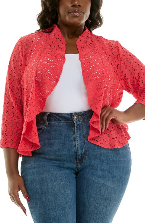 Lace Three-Quarter Sleeve Bolero (Plus)