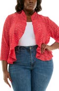 Nina Leonard Lace Three-Quarter Sleeve Bolero