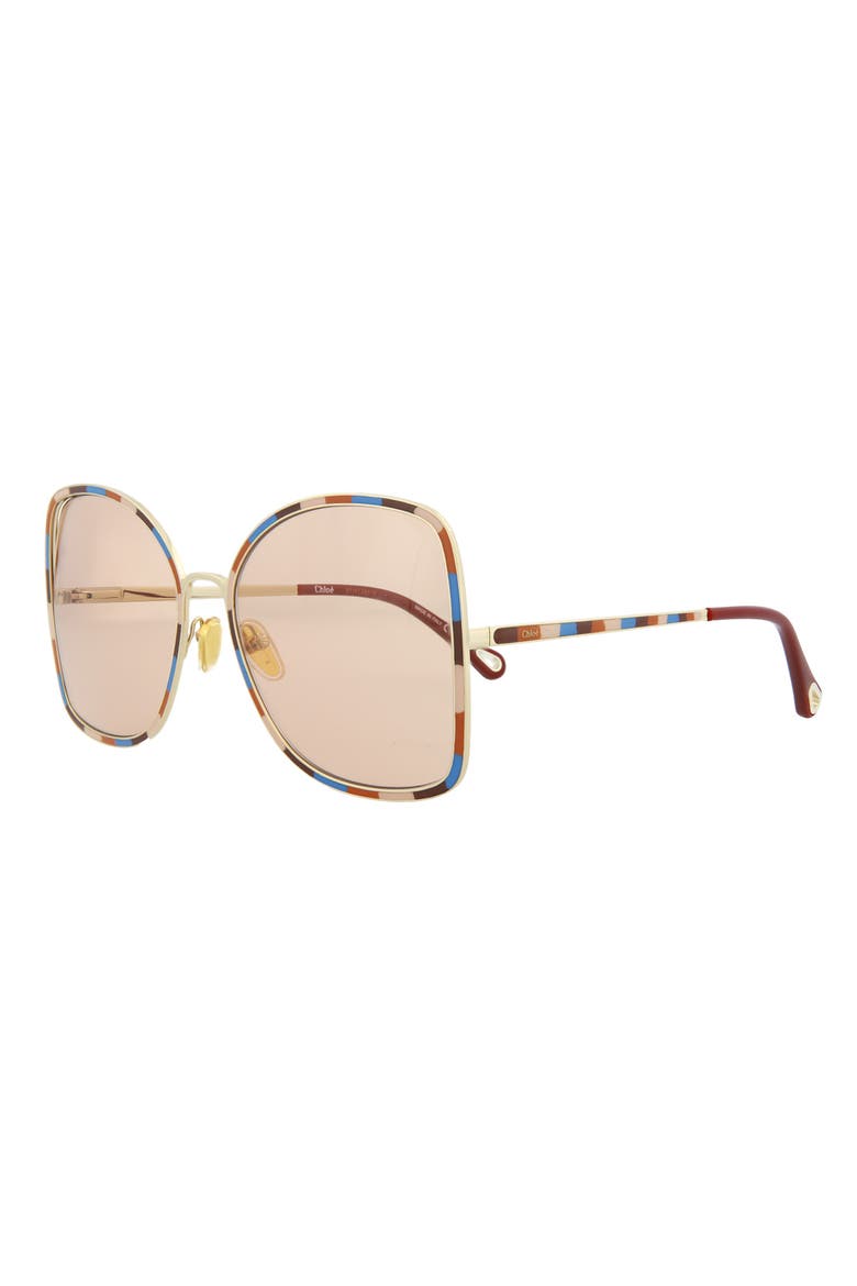 Chloe 60mm Square Sunglasses, Alternate, color, GOLD GOLD ORANGE