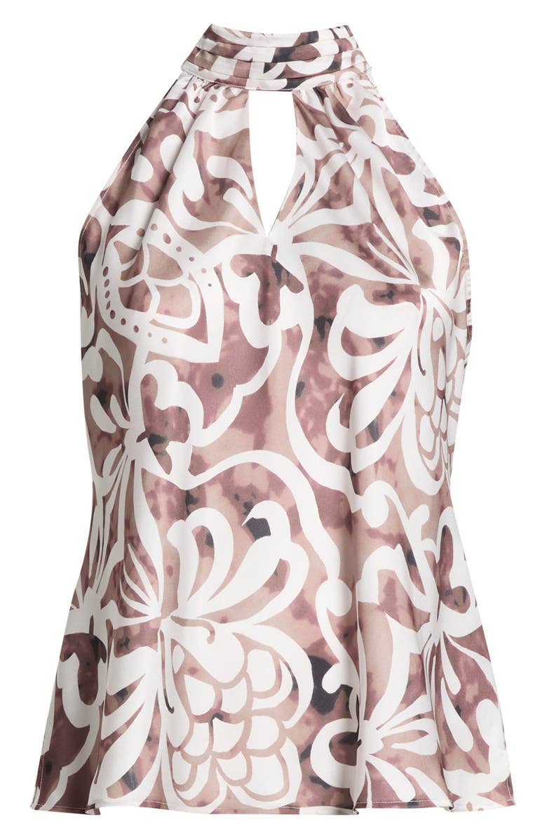 Tahari ASL Mock Neck Sleeveless Top, Main, color, Espresso Cream