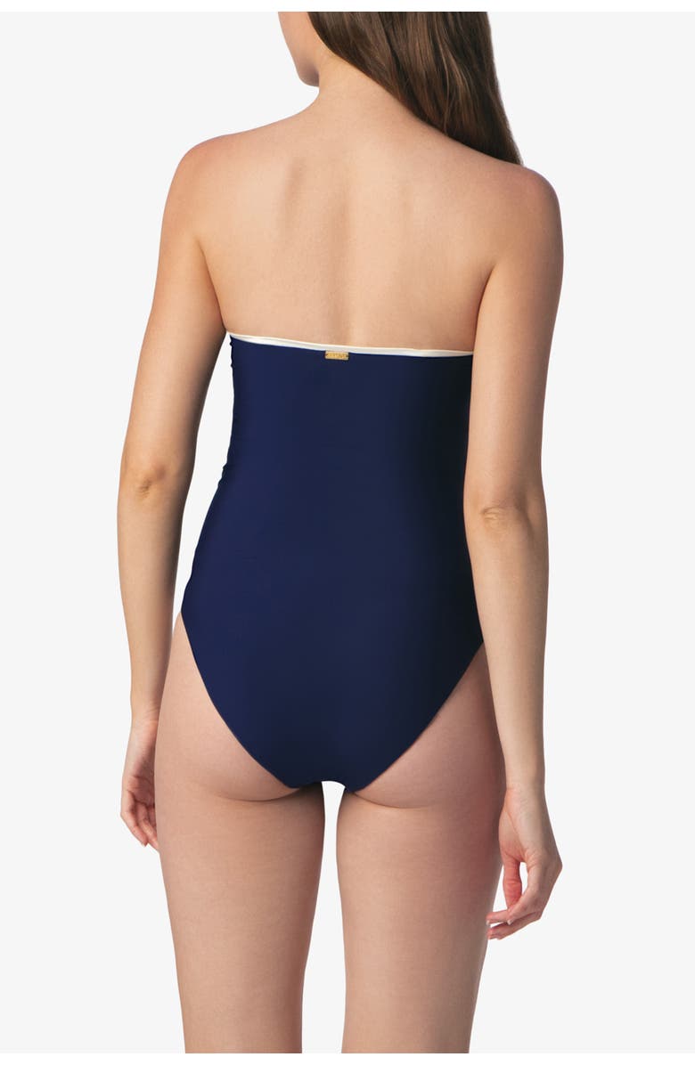 HELEN JON Bandeau With Contrast One-Piece, Alternate, color, Navy Ivory