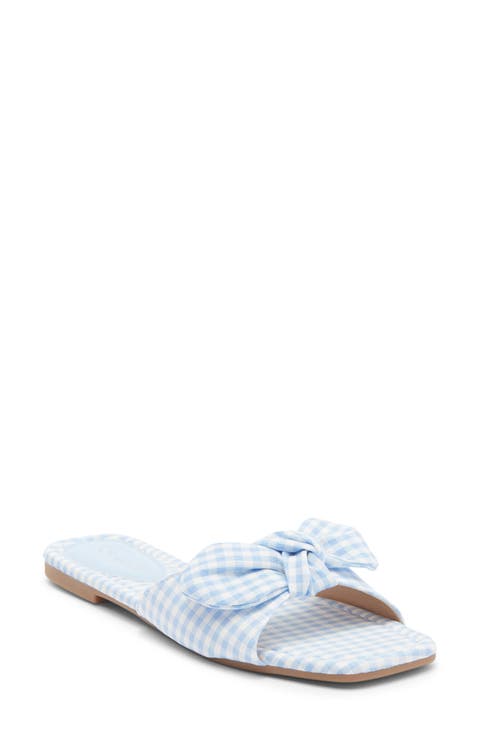 Penny Gingham Bow Slide Sandal (Women)