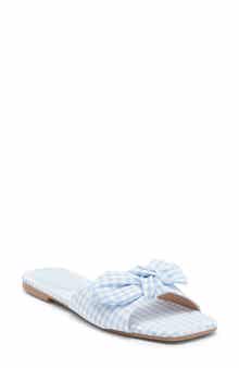 TOP MODA Penny Gingham Bow Slide Sandal