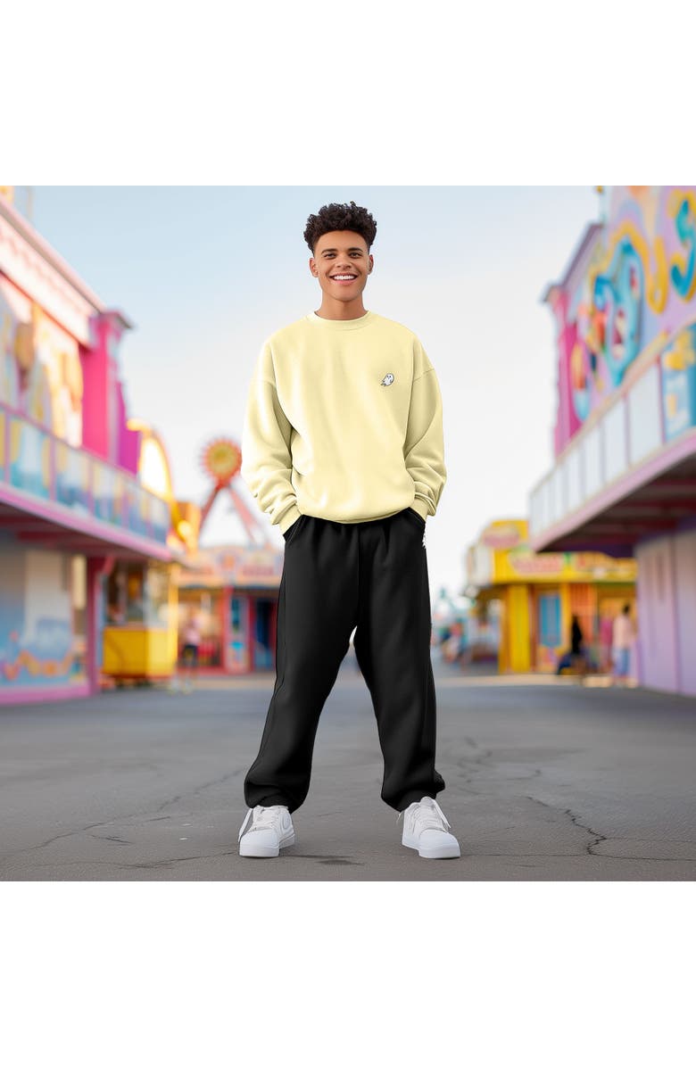 Dalix Mens Ghost Embroidered Fleece Sweats Pants, Alternate, color, Black