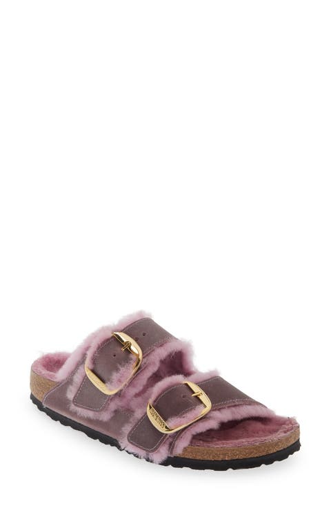 Arizona Big Buckle Genuine Shearling Lined Sandal - Discontinued