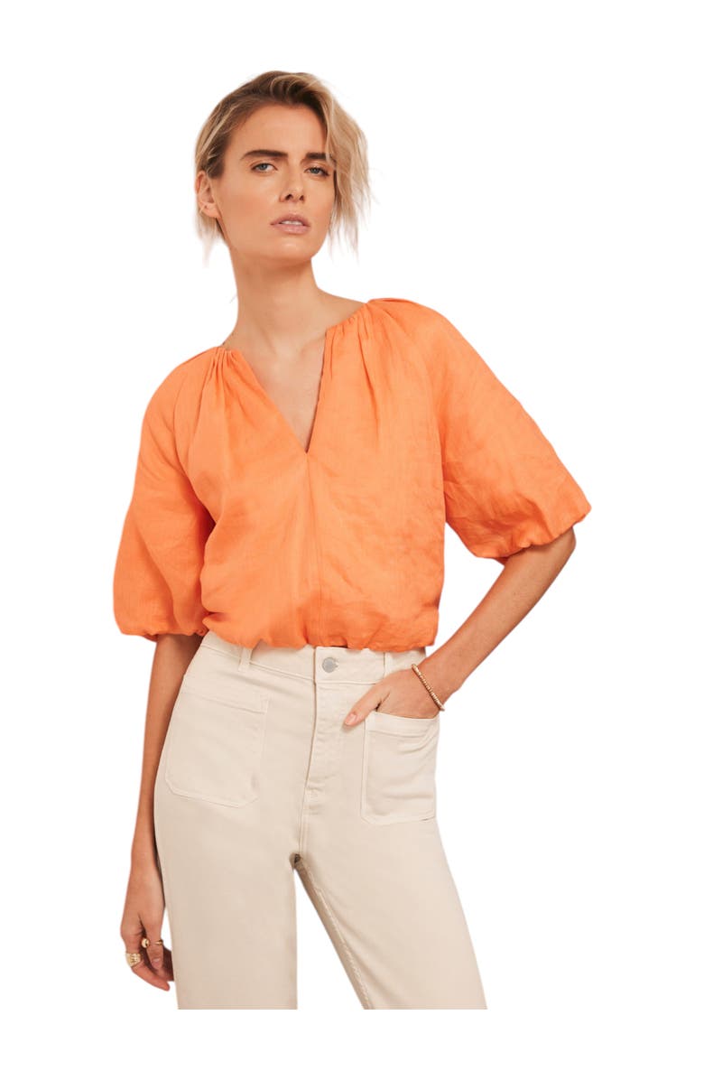 MINT VELVET Puff Sleeve Top, Main, color, Orange