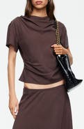 LIONESS Halcyon Cowl Neck Crop Linen Blend Top