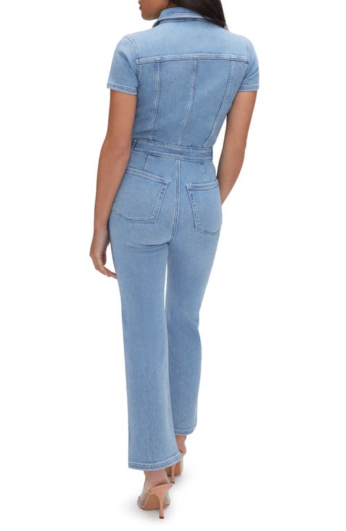 Good American Petite Fit For Success Denim Jumpsuit In Blue