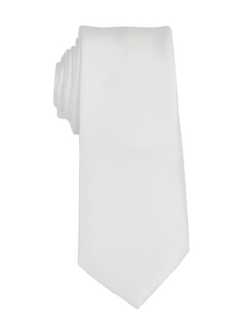 Brooklyn Brigade Solid Satin X-long Tie In White