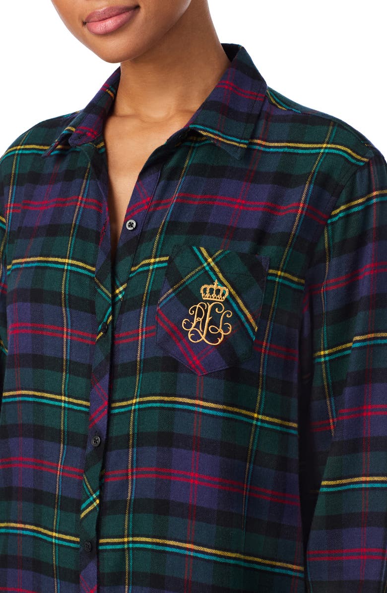 Lauren Ralph Lauren Plaid Print Sleepshirt, Alternate, color, Multi Plaid