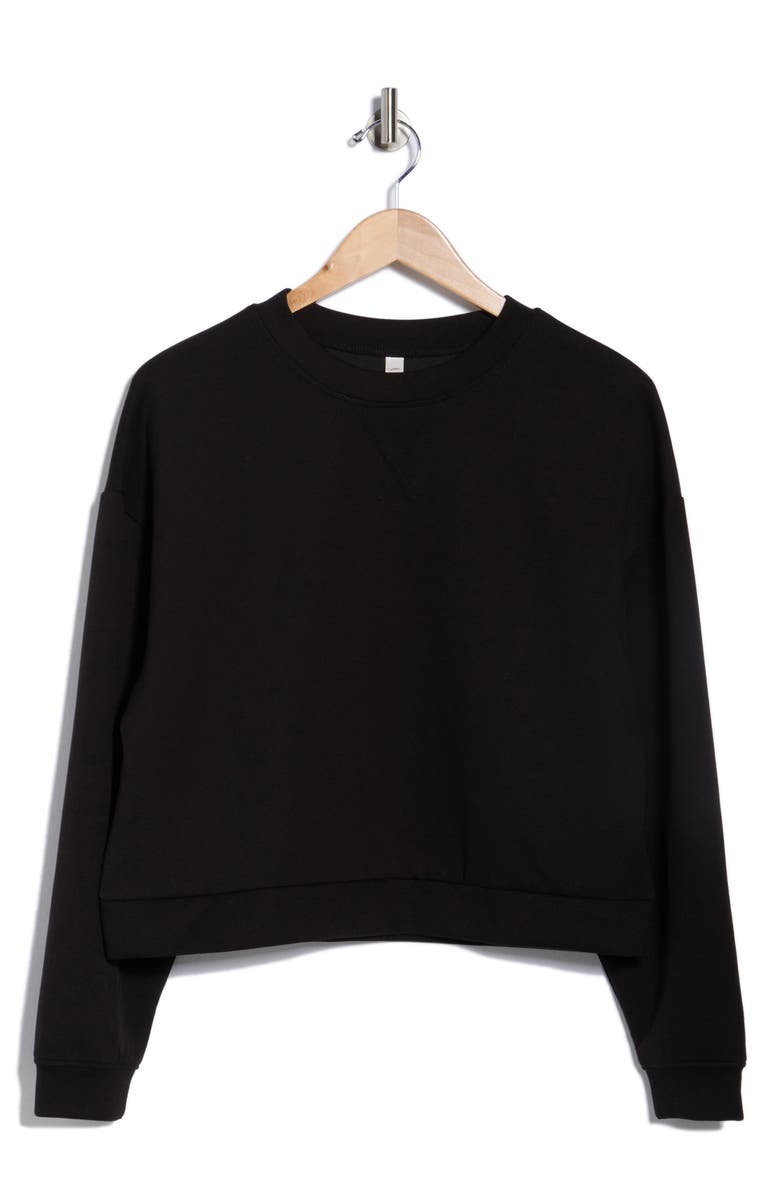 X by Gottex Scuba Knit Activewear Sweatshirt, Alternate, color, Black