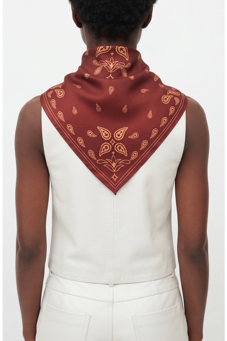 Scarlet Paisley Triangle Silk Scarf, Alternate, color, Red