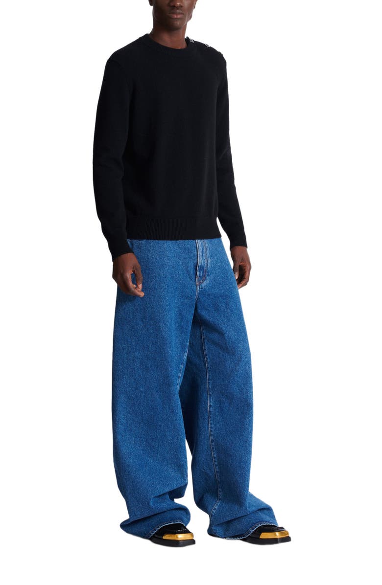 Balmain Fine eco-cashmere jumper, Alternate, color, Black