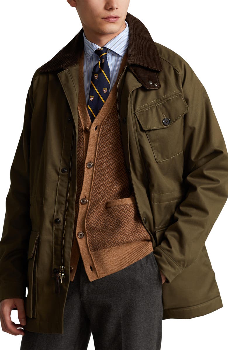 Polo Ralph Lauren Grove Belted Jacket, Main, color, Canopy Olive