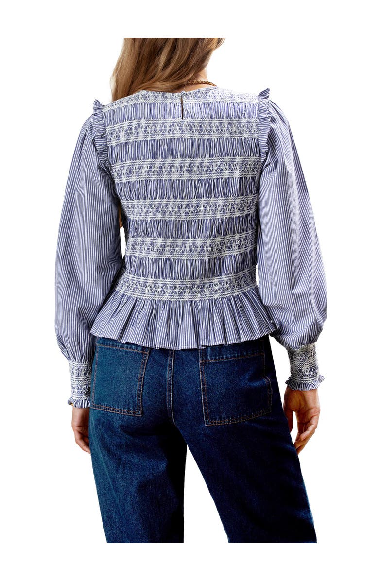 Ro&Zo Stripe Shirred Blouse, Alternate, color, Blue