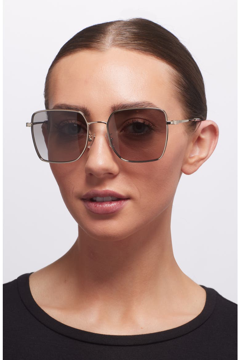 56mm Gradient Square Sunglasses, Alternate, color, LIGHT GOLD / BLACK / GREY