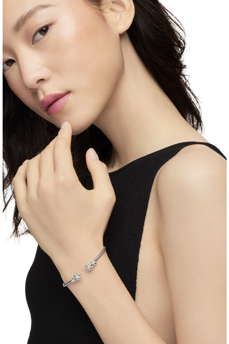 Starburst Diamond Cuff Bracelet, Alternate, color, DIAMOND/ SILVER