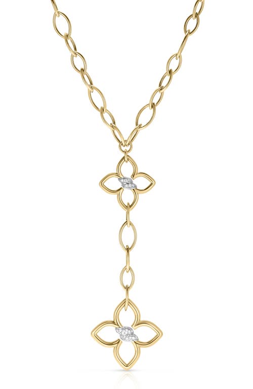 Roberto Coin 18k Yellow Cialoma Diamond Flower Lariat Necklace, 16 In Yellow Gold