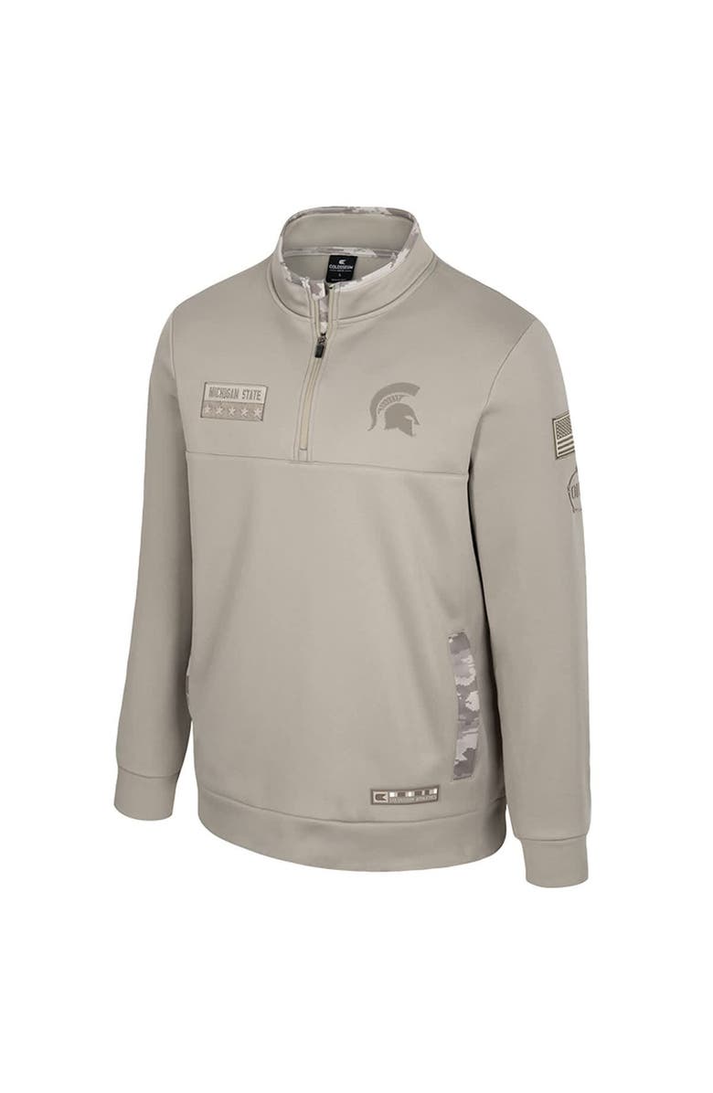 COLOSSEUM Men's Colosseum Oatmeal Michigan State Spartans Operation Hat Trick Battalion Quarter-Zip Pullover, Alternate, color, Oatmeal