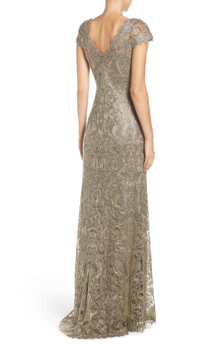 Tadashi Shoji Illusion Yoke Gown, Alternate, color, 