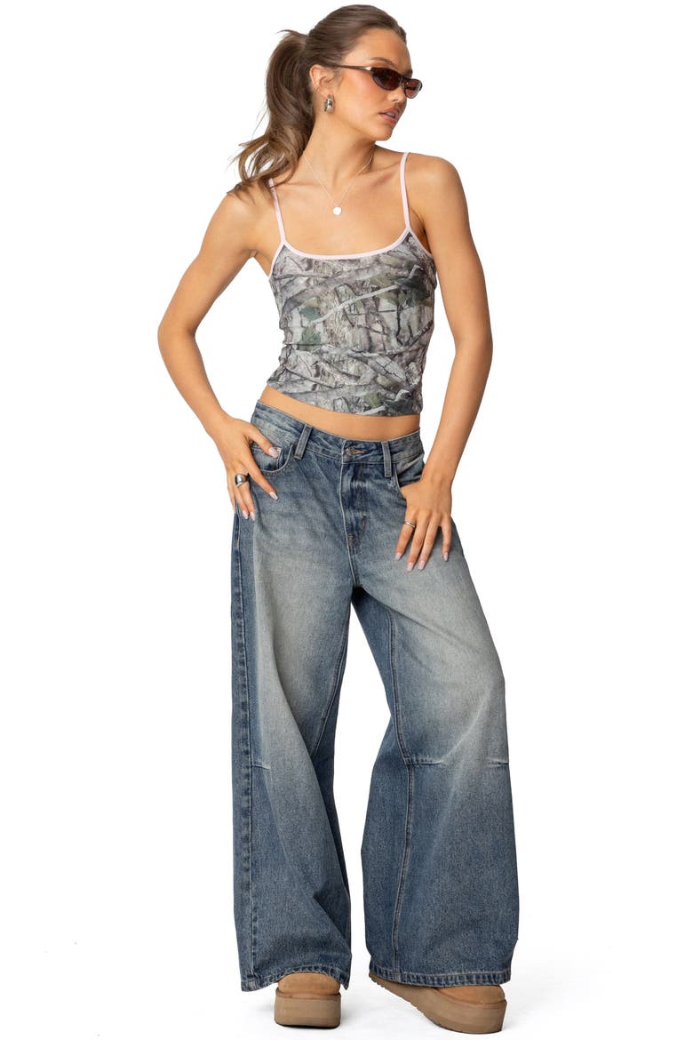 Camouflage Print Crop Camisole, Alternate, color, OLIVE