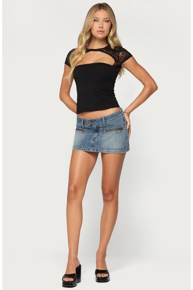 Celesh Lacey Cutout Top, Alternate, color, BLACK