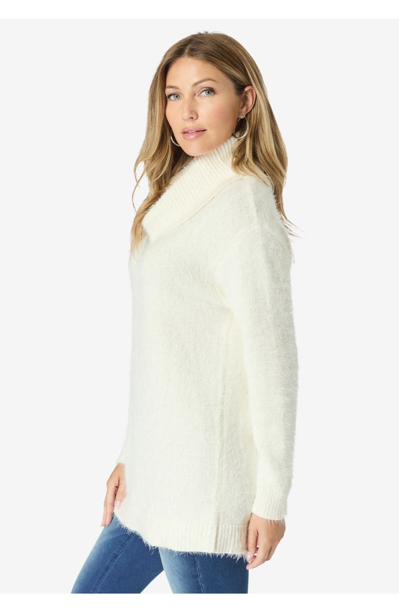 Roaman's Eyelash Cowl Neck Sweater, Alternate, color, Pearl Grey