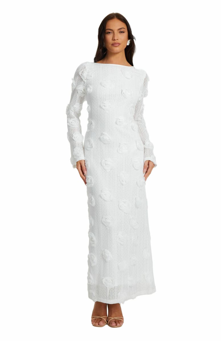 QUIZ 3D Floral Knit Maxi Dress Dress, Main, color,