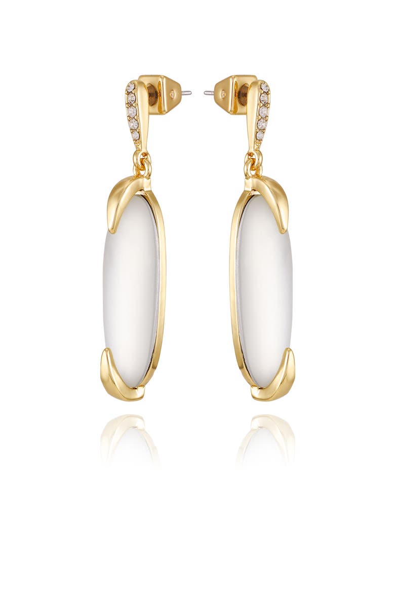 White Glass S Gold- Drop Earrings, Alternate, color, 14K Gold Plated