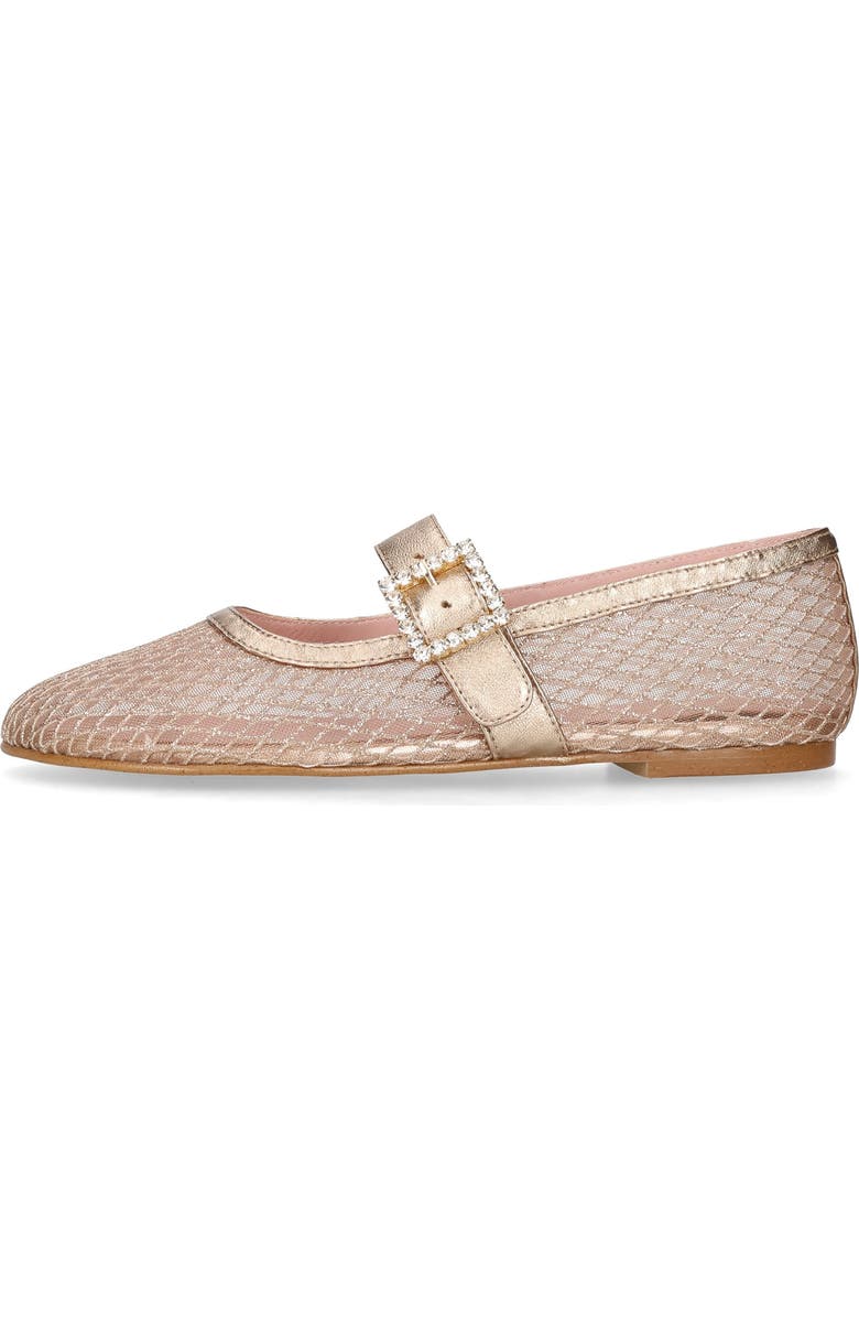 Pretty Ballerinas Metallic Mesh Crystal Buckle Ballet Flat, Alternate, color, Metallic Gold