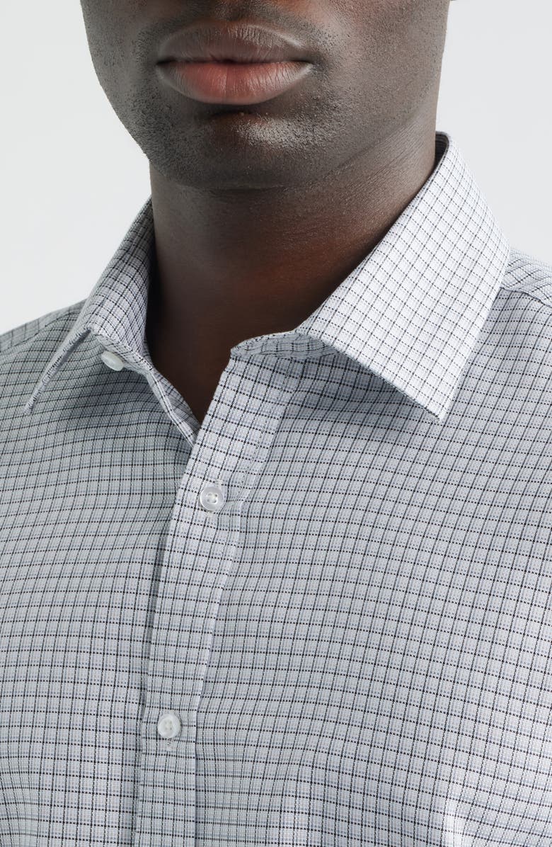 DANIEL HECHTER Modern Fit Check Textured Cotton Dress Shirt, Alternate, color, Grey