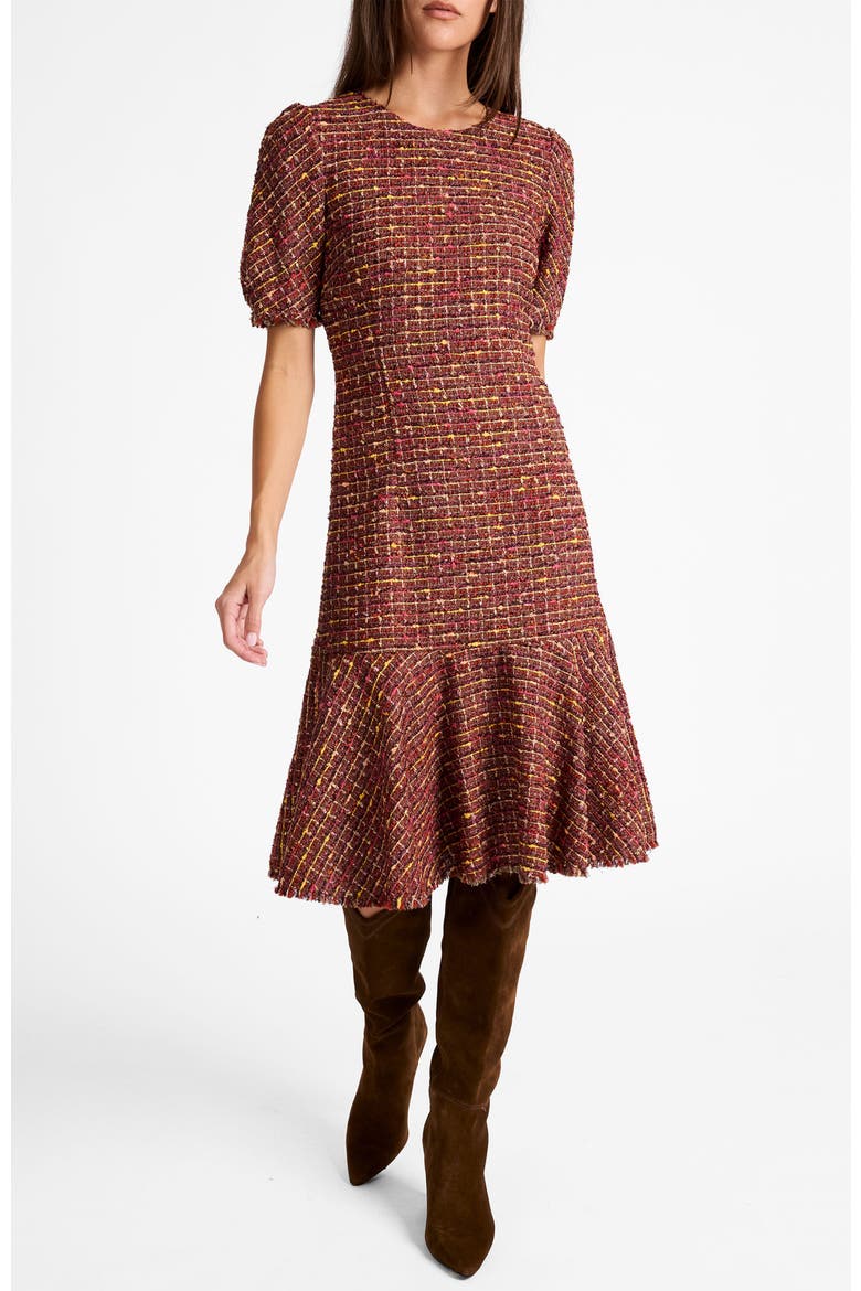 Dasia Sheath Tweed Dress, Alternate, color, AUBURN MULTI