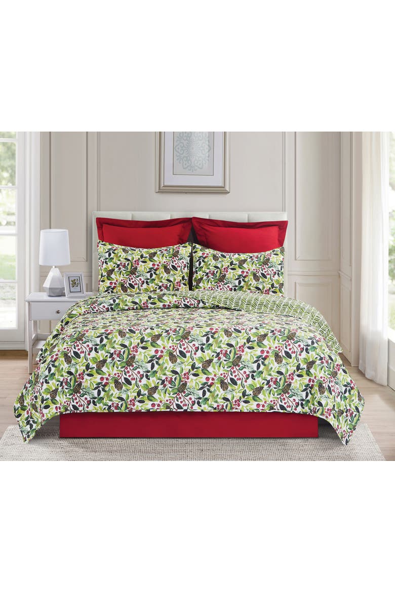 Tyson Pines Cotton Quilt Set - Reversible and Machine Washable, Alternate, color, Green