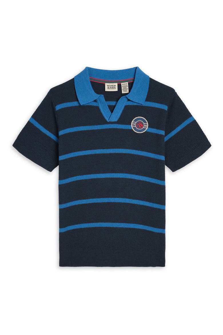Kids' Stripe Polo, Main, color, DARK DENIM