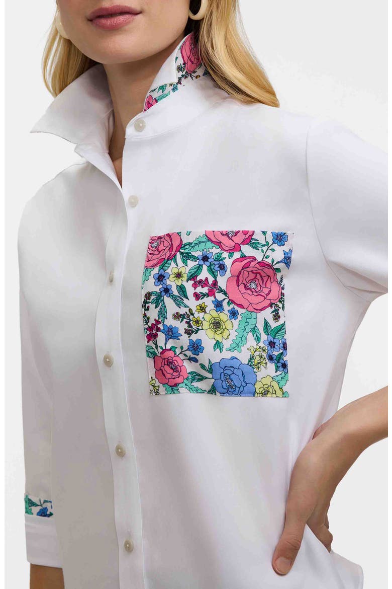 Jodie Cotton Blend Button-Up Shirt, Alternate, color, WHITE/ MULTI