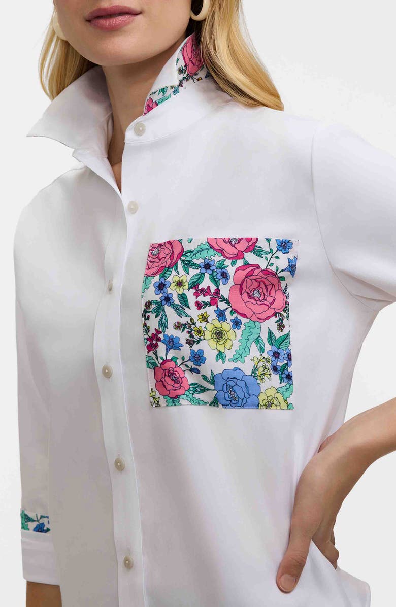 Foxcroft Jodie Cotton Blend Button-Up Shirt, Alternate, color, White/ Multi