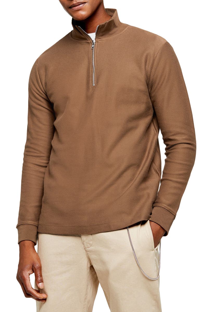 Topman Quarter Zip Pullover, Main, color, 