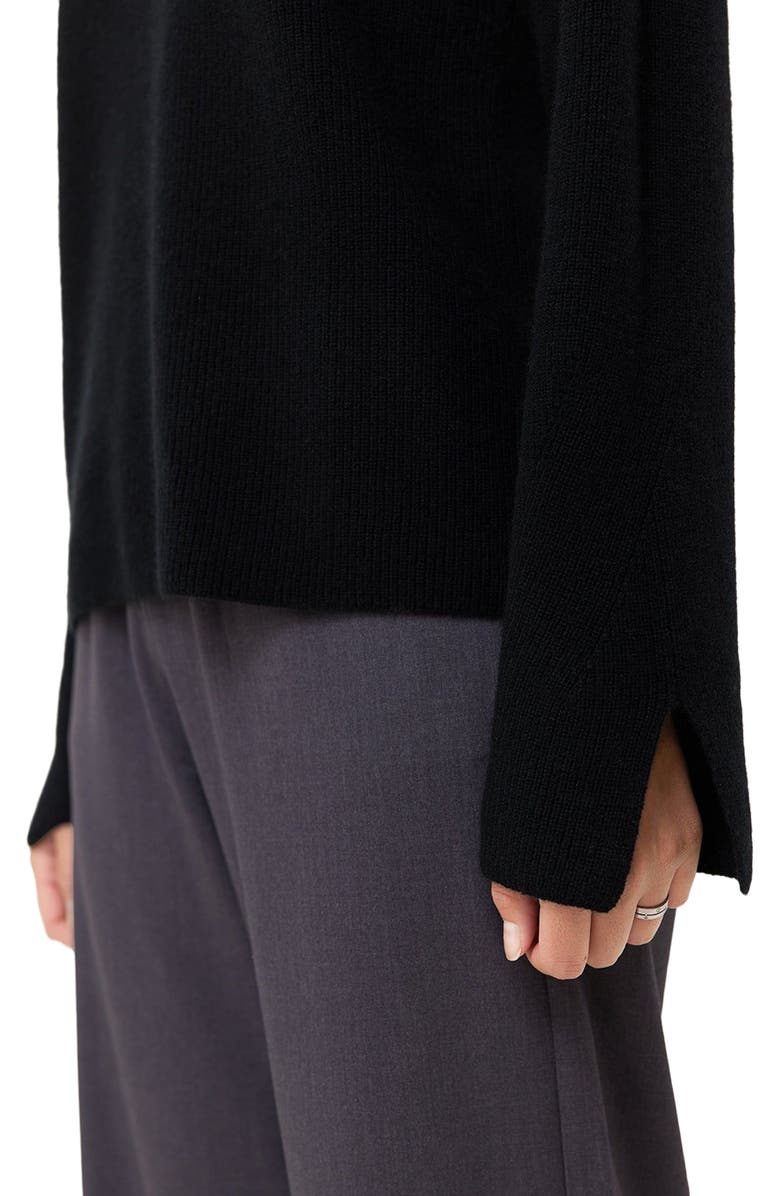 GOBI Mongolian Cashmere Split-Sleeve Cashmere Sweater, Alternate, color, Black