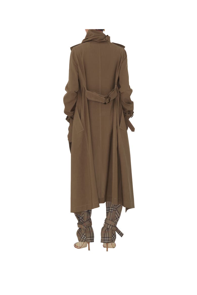 Long Silk Scarf Trench Coat, Alternate, color, Stoat brown