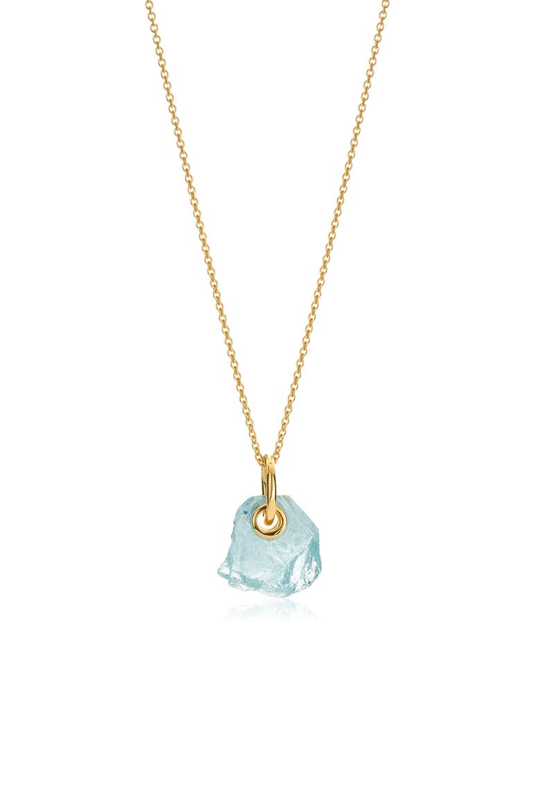x Caroline Issa Aquamarine Pendant Necklace, Main, color, YELLOW GOLD/ AQUAMARINE
