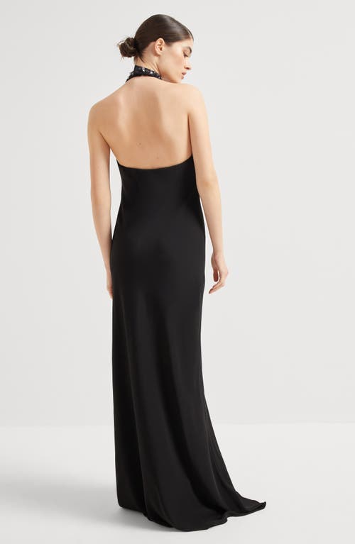 Brunello Cucinelli Sequin-embellished Halterneck Dress In Black