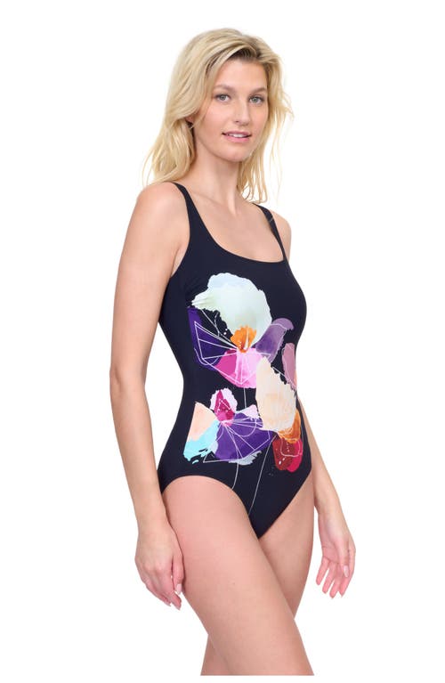 Gottex Enchanted Sun Square Neck One Piece In Black Multi