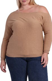 MINNIE ROSE One-Shoulder Cotton & Cashmere Sweater