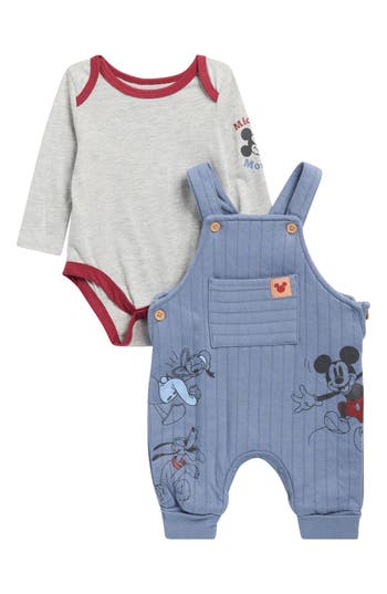 Assorted Mickey Bodysuit & Overalls Set In Blue