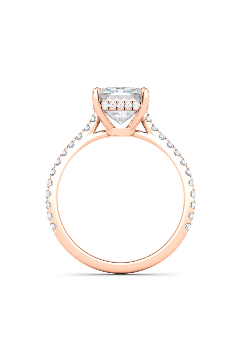 Emerald Cut Pavé Lab Grown Diamond Ring, Alternate, color, 18K ROSE GOLD